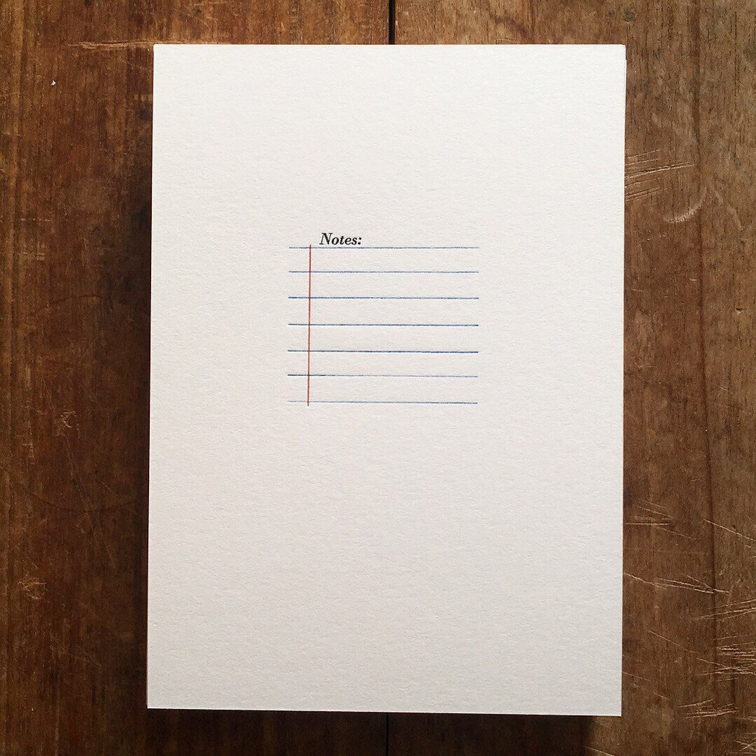Letterpress typeset mini note card